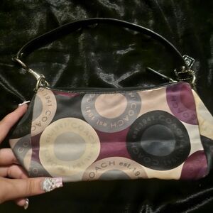 Coach Black and Purple Signature Shoulder Bag